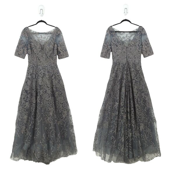 Montage by Mon Cheri Dresses & Skirts - Montage Mon Cheri Women 8 Gown Charcoal Gray 219976 Evening Lace Mother of Bride